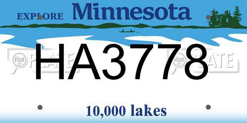 HA3778 Minnesota License Plate