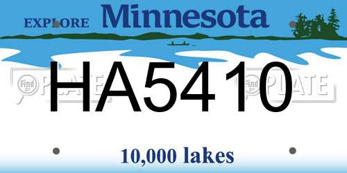 HA5410 Minnesota License Plate