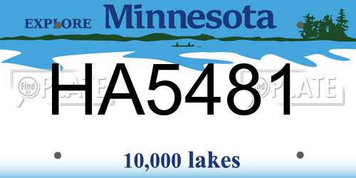 HA5481 Minnesota License Plate