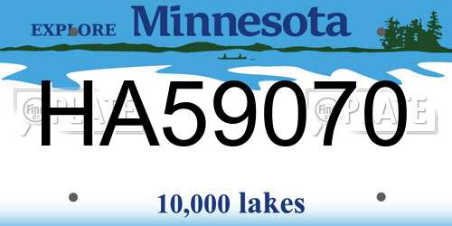 HA59070 Minnesota License Plate