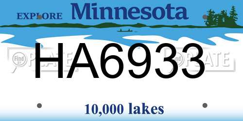 HA6933 Minnesota License Plate