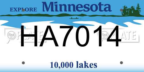 HA7014 Minnesota License Plate