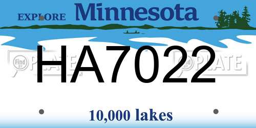 HA7022 Minnesota License Plate