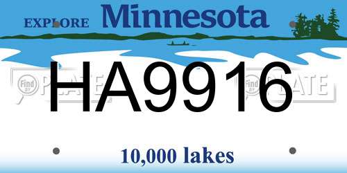 HA9916 Minnesota License Plate