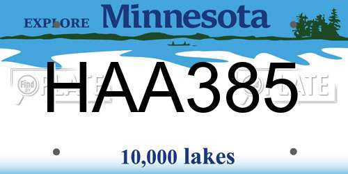 HAA385 Minnesota License Plate