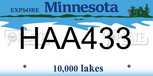 HAA433 Minnesota License Plate