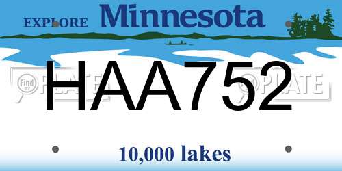 HAA752 Minnesota License Plate