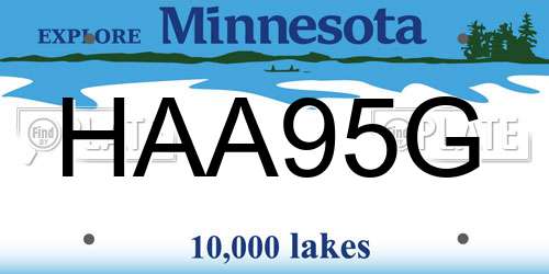 HAA95G Minnesota License Plate