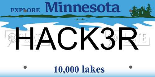 HACK3R Minnesota License Plate