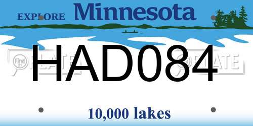 HAD084 Minnesota License Plate