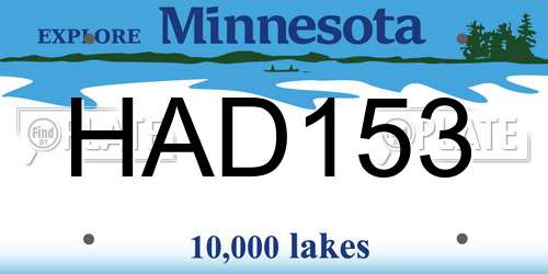 HAD153 Minnesota License Plate