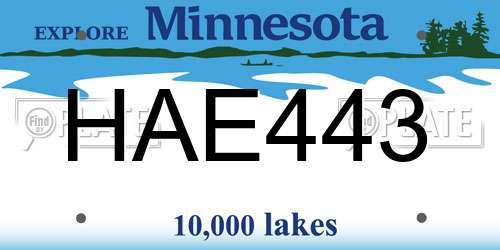 HAE443 Minnesota License Plate