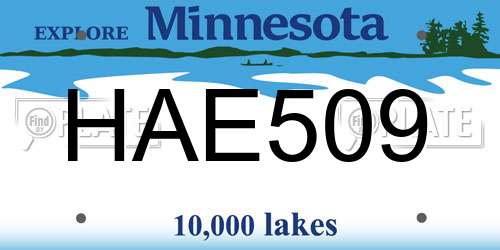 HAE509 Minnesota License Plate