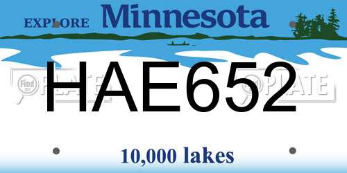 HAE652 Minnesota License Plate