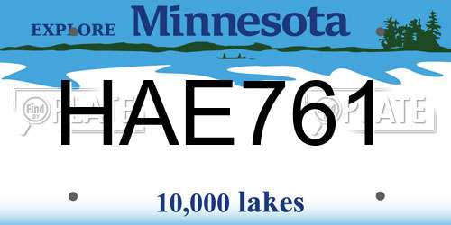 HAE761 Minnesota License Plate