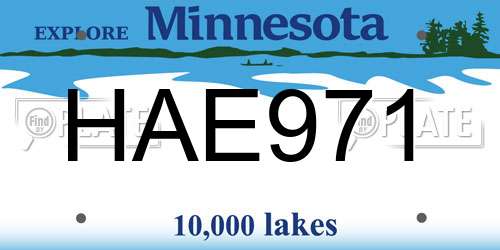 HAE971 Minnesota License Plate