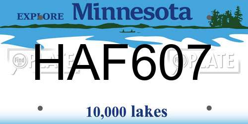 HAF607 Minnesota License Plate