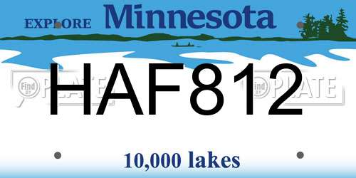 HAF812 Minnesota License Plate