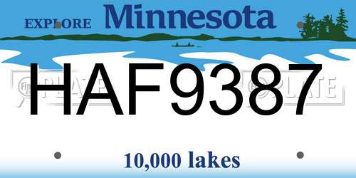 HAF9387 Minnesota License Plate