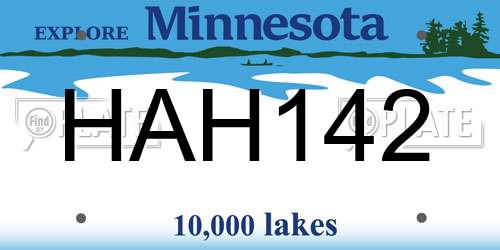 HAH142 Minnesota License Plate