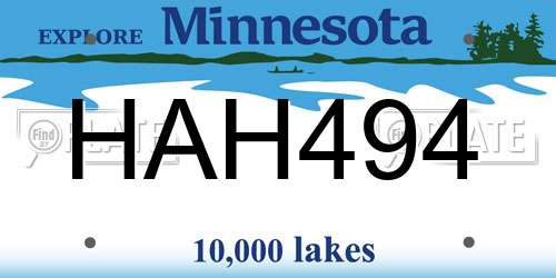 HAH494 Minnesota License Plate