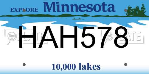 HAH578 Minnesota License Plate
