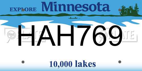 HAH769 Minnesota License Plate