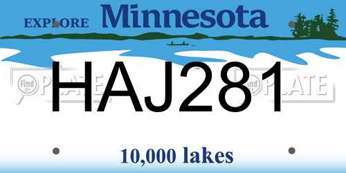 HAJ281 Minnesota License Plate