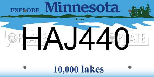 HAJ440 Minnesota License Plate