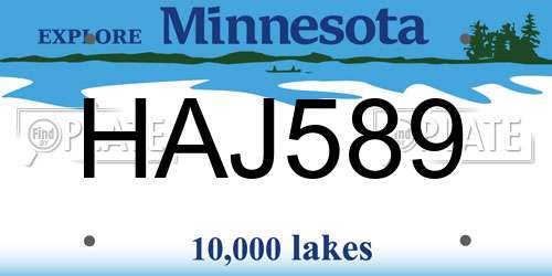 HAJ589 Minnesota License Plate