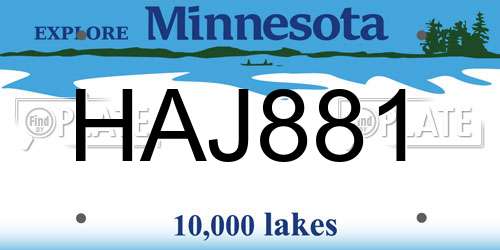HAJ881 Minnesota License Plate