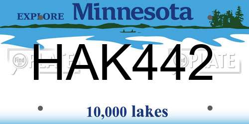 HAK442 Minnesota License Plate
