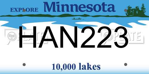 HAN223 Minnesota License Plate