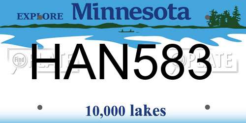 HAN583 Minnesota License Plate