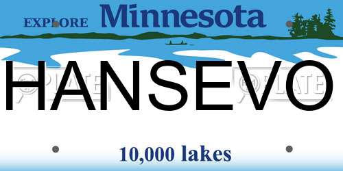 HANSEVO Minnesota License Plate