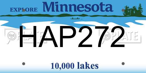 HAP272 Minnesota License Plate