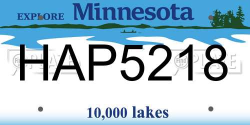 HAP5218 Minnesota License Plate