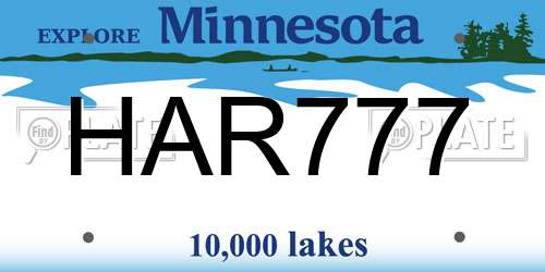 HAR777 Minnesota License Plate
