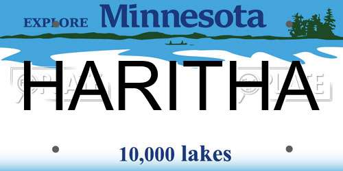 HARITHA Minnesota License Plate