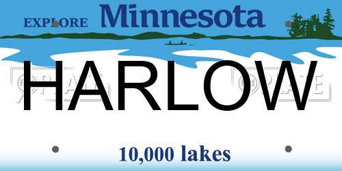 HARLOW Minnesota License Plate