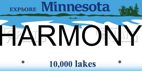 HARMONY Minnesota License Plate