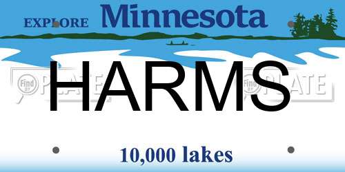 HARMS Minnesota License Plate