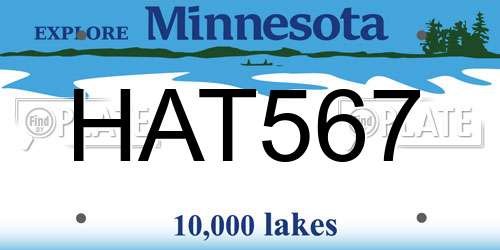 HAT567 Minnesota License Plate