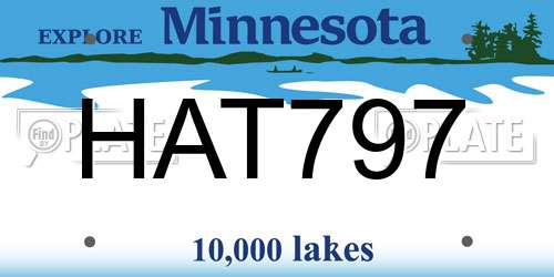 HAT797 Minnesota License Plate