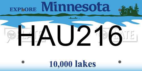 HAU216 Minnesota License Plate