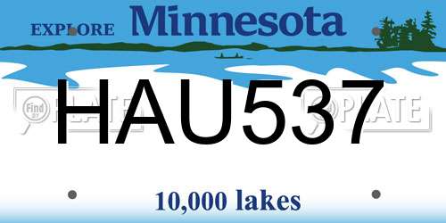 HAU537 Minnesota License Plate