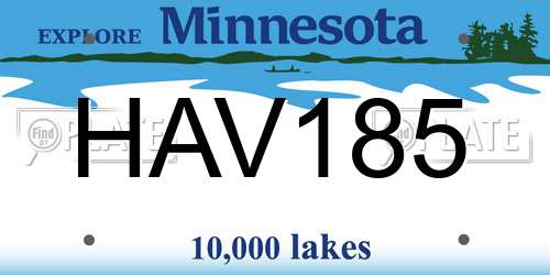 HAV185 Minnesota License Plate