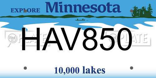 HAV850 Minnesota License Plate