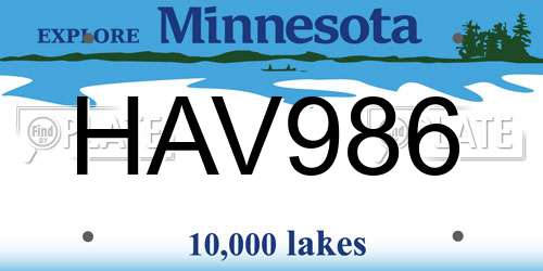 HAV986 Minnesota License Plate