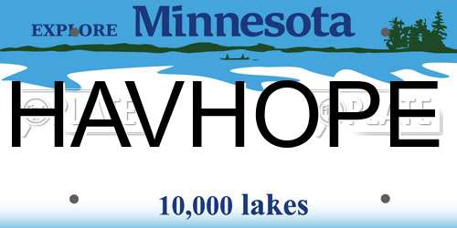 HAVHOPE Minnesota License Plate